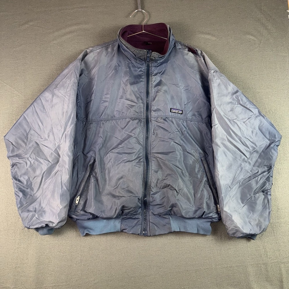 Vintage Patagonia Fade Bomber Jacket Mens Large Fleece Lined Blue Made in USA